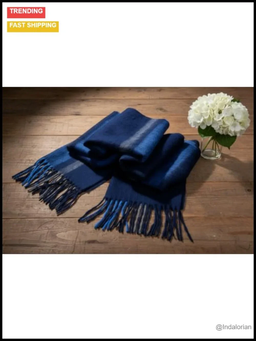 100% Cashmere Plaid Tassel Scarf with Gift Box Packaging